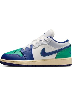 Nike Air Jordan 1 Low(Gs) Leather Sneaker Hakiki Deri Günlük Spor Ayakkabı Mavi-Yeşil