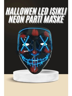 Işıklı LED Maske Parti Eğlence Maskesi Hallowen Neon Maske