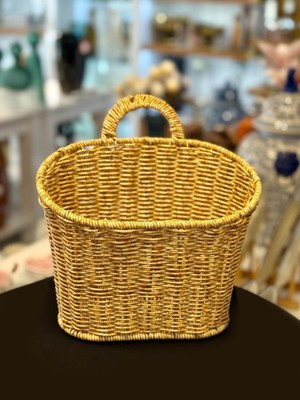 Sever Bej Sentetik Rattan Askılı Sepet 25X15X29CM