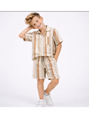 Gny Giyim Erkek Çocuk Yazlık Çizgili Gömlekli Şortlu Takım - Bohem Stil