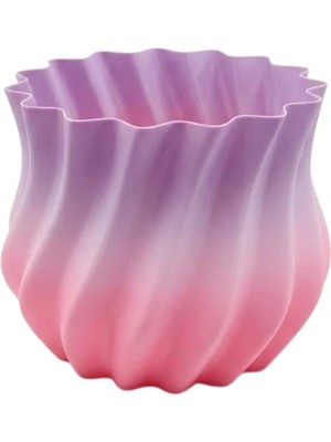 M Merc Giyim 3D Kıvrımlı Pembe Lila Vazo Modern Dekoratif Şık Ev Aksesuarı