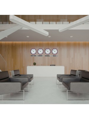 Nemere Pembe 36 cm 4 Lü Tabelalı Dünya Saatleri Seti