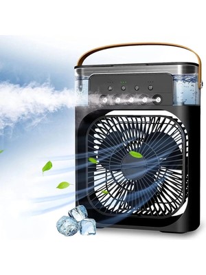 TeknoKapsül Taşınabilir Işıklı 5 Spreyli Vantilatör Buzlu Buharlı Vantilatör Mini Fan Nemlendirici