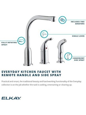 Freedom Books LK3001CR Güverteye Monte Mutfak Musluğu Uzaktan Kollu ve Yan Spreyli, Krom