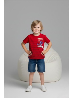 Lillypicca Erkek Çocuk Baskılı Pamuklu T-Shirt ve Cepli Likralı Kot Şortlu 2'li Takım