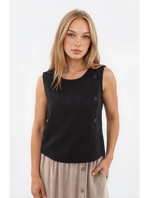 Vitrin Kendinden Desenli Düğmeli Bluz