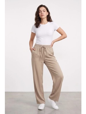 Genius Store Kadın Pantolon Beli Lastikli Cepli Rahat Kalıp Kadın Spor Pantolon KADIN-POLİVİSKON