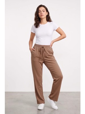 Genius Store Kadın Pantolon Beli Lastikli Cepli Rahat Kalıp Kadın Spor Pantolon KADIN-POLİVİSKON