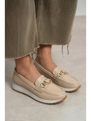 Giamgia Store Kadın Bej Ortopedik Loafer Günlük Loafer Ayakkabı