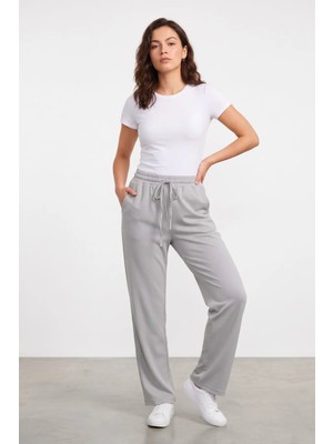 Genius Store Kadın Pantolon Beli Lastikli Cepli Rahat Kalıp Kadın Spor Pantolon KADIN-POLİVİSKON