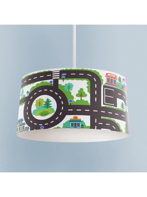 PremiumPort Renkli Otopark ve Yol Temalı Bebek ve Çocuk Odası Avizesi