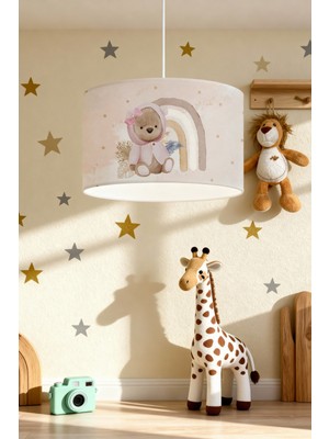PremiumPort Sevimli Ayıcık Desenli Çocuk Odası Avizesi, Renkli ve Eğlenceli Aydınlatma