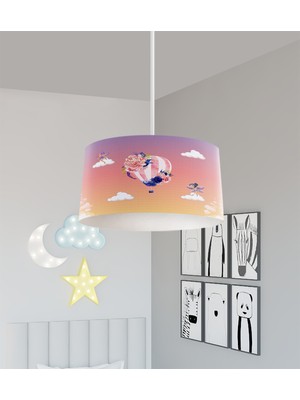 PremiumPort Renkli Balon ve Çiçek Desenli Bebek ve Çocuk Odası Avizesi