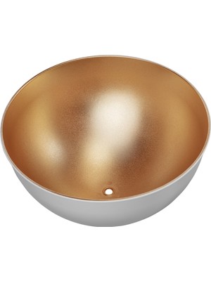 PremiumPort 250 mm Yuvarlak Yarım Küre Abajur Şapkası Beyaz ve Gold Detaylı