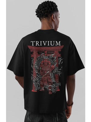 Sevbano Trivium Rock Metal Müzik Grubu Sırt Baskılı Unisex Oversize Tişört