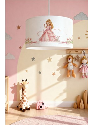 PremiumPort Renkli Prenses Desenli Çocuk Odası Avizesi, Şık ve Aydınlık Tasarım