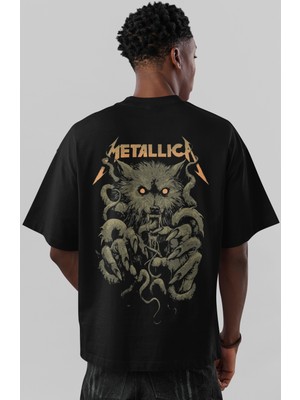 Sevbano Metallica Rock Metal Müzik Grubu Sırt Baskılı Unisex Oversize Tişört