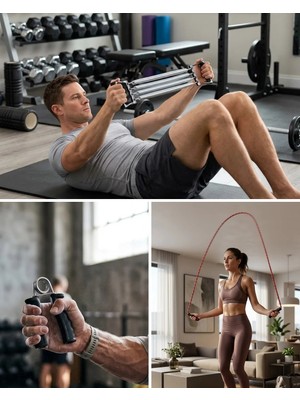 İlkyaz Fashion Ev Spor Seti Atlama Ipi El Yayı Karın Egzersiz Aleti Fitness Seti