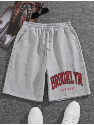 Punix Punıx Büyük Beden Brooklyn Baskılı Pamuk Dokuma Ter Tutmayan Yazlık Erkek Battal Şort