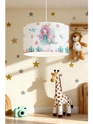 PremiumPort Renkli Denizkızı ve Dostları Desenli Çocuk Odası Avizesi