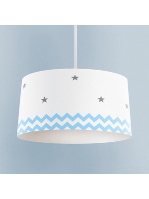 PremiumPort Gri ve Mavi Yıldız Desenli Bebek ve Çocuk Odası Avizesi