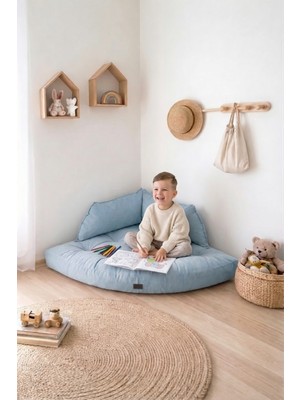 Sapien Home Nova Mavi Köşe Minderi & Çocuk Aktivite Minderi ile Kitap Okuma Alanı Yaratın