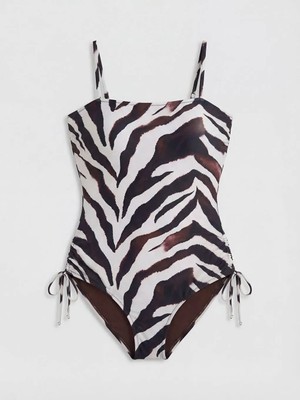 LC Waikiki Kare Yaka Zebra Desenli Kadın Mayo  (S6)