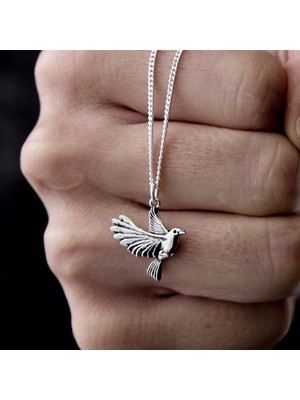 Ebrar Silver Gümüş Güvercin Kolye 925 Ayar Gümüş Güvercin Figürlü Unisex Kolye Kuş Kolye