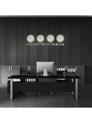 İlk El Grup Ieg™ Sarı Enerji 36 cm 4 Lü Tabelalı Dünya Saat Seti