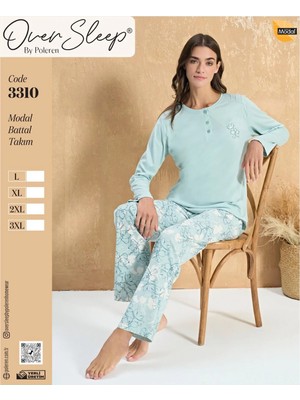 Sleep Poleren Mavi Modal Battal Pijama Takım