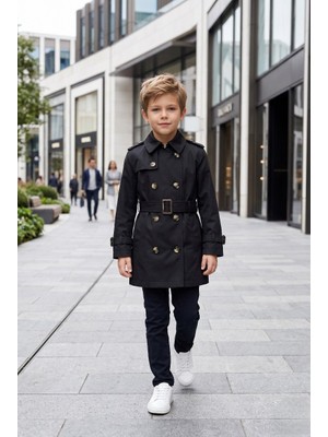 Hc Kids Wear Erkek Çocuk Içi Pamuk Astarlı Trençkot Yağmurluk