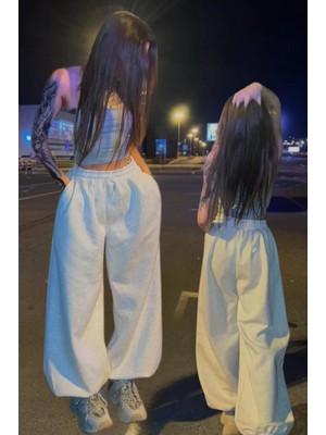 Vladivosto Paçası Ipli Oversize Rahat Bol Paça Esnek Göbek Hizasında Baggy Büyük Beden Eşofman Altı