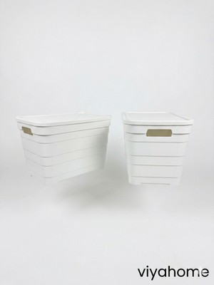 Softchef 16 Litre Kapaklı Çok Amaçlı Saklama Kutusu Organizer - Antrasit / Beyaz