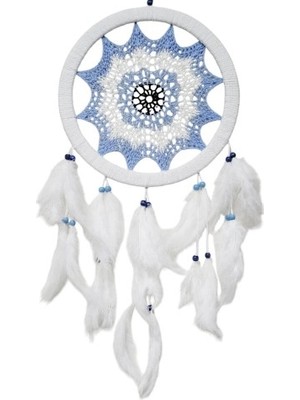 Nemere Buz Mavisi Renginde Nazar Motifli Kuş Tüylü Duvar Süsü