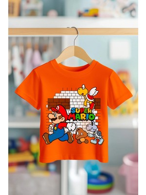 Book OrBook Super Mario Bricks %100 Pamuk Premium Kalite Çocuk Tişörtü (3-12 Yaş)