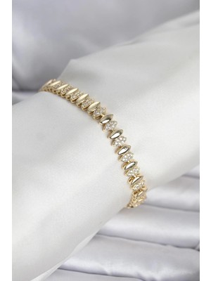 Calperia Pirinç Gold Renk Arpa Model Kadın Bileklik