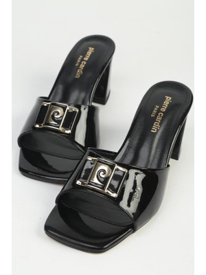 Pierre Cardin Kadın Siyah Rugan Topuklu Terlik PC-55787