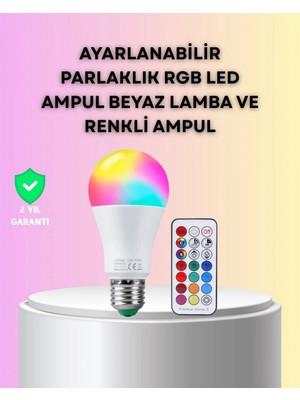 Pileli Store Kumanda Destekli Çok Renkli Akıllı LED Ampul