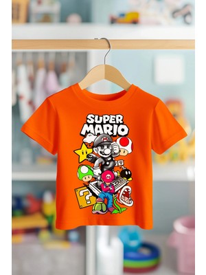 Book OrBook Hero Super Mario %100 Pamuk Premium Kalite Çocuk Tişörtü (3-12 Yaş)