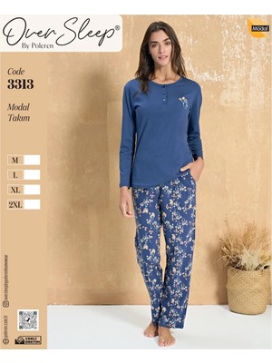 Sleep Poleren Lacıvert Modal Pijama Takım