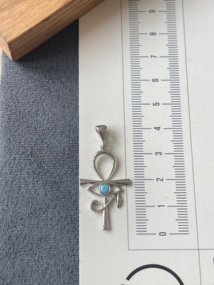 Aida Jewelss 925 Ayar Gümüş Firuze Taşlı Ank Ra Gümüş Kolye Ucu