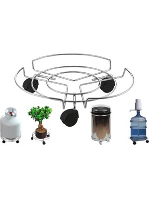 Just Cheap Store Damacana Altlığı Taşıyıcı Tüp Saksı Damacana Altlığı Tekerlekli Taşıma Aparatı Krom Tüpçek
