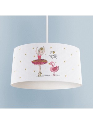 PremiumPort Pembe Balerin ve Kuğu Desenli Bebek ve Çocuk Odası Avizesi