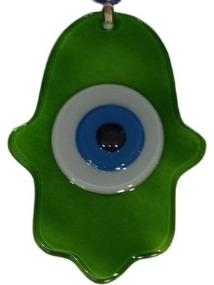 Nemere Nazar Boncuklu Yağ Yeşili Renginde Fatma Ana Bereket Eli Cam Duvar Süsü