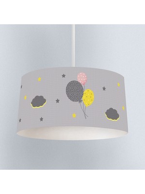 PremiumPort Gri Balon ve Bulutlar Tasarımlı Modern Avize BMAV-007
