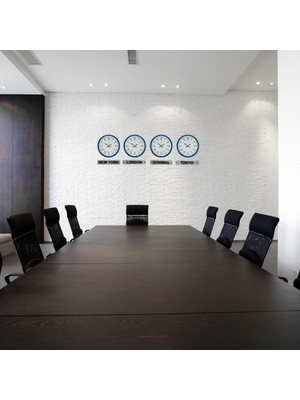 İlk El Grup Ieg™ Blue Classic 36 cm 4 Lü Tabelalı Dünya Saatleri