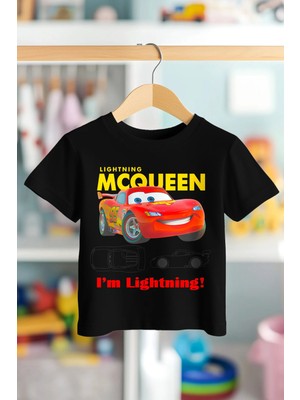 Book OrBook Şimşek Mcqueen %100 Pamuk Premium Kalite Kumaş Çocuk Tişörtü