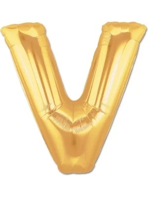 Midas Toptan Home Altın Sarısı Folyo V Harfi Balon 1 Metre