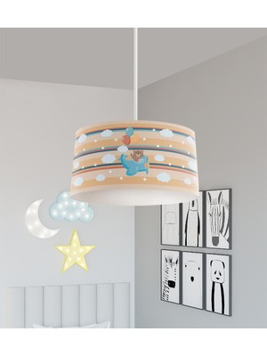 PremiumPort Uçak ve Fil Desenli Bebek Çocuk Odası Avizesi, Renkli ve Şık Tasarım