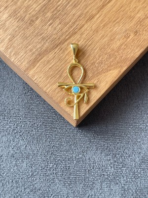 Aida Jewelss 925 Ayar Gümüş Firuze Taşlı Ank Ra Gümüş Kolye Ucu